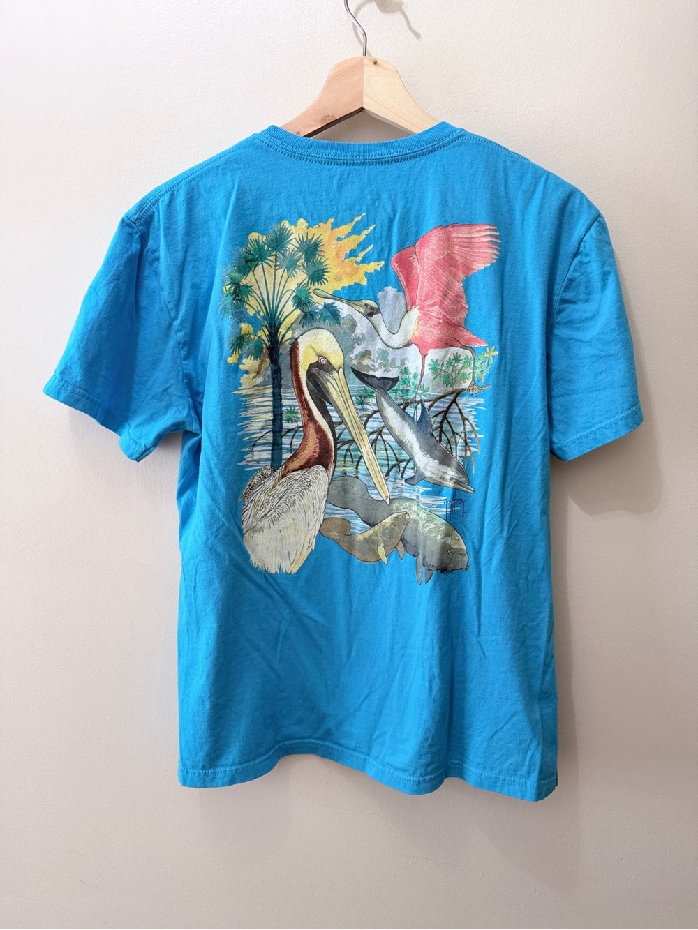 Guy Harvey Women's Large Gulf Mammals T Shirt Teal Beach
